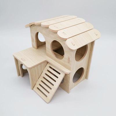 Solid Wood Hamster Swing Seesaw and Small Sleep Nest Toy Set