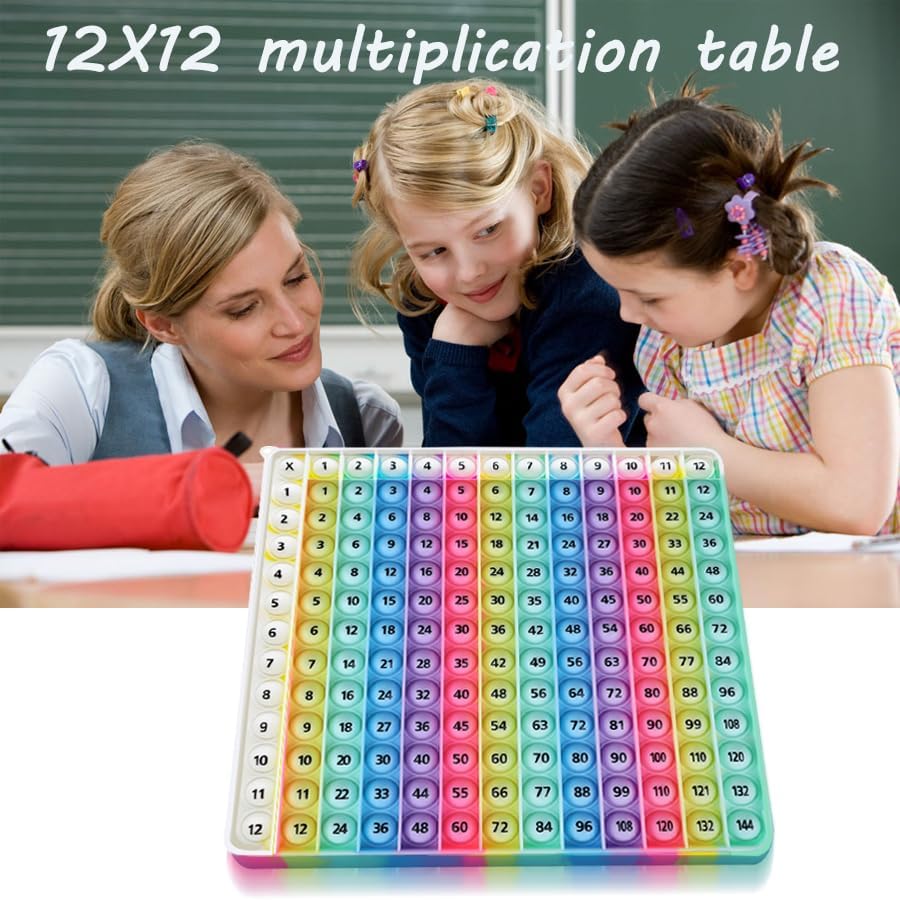 12x12 Multiplication Game Table Kids Math Learning Posters, Fidget Popper Educational Math Tools Fidget Popular Toys Relieve Stress and Create