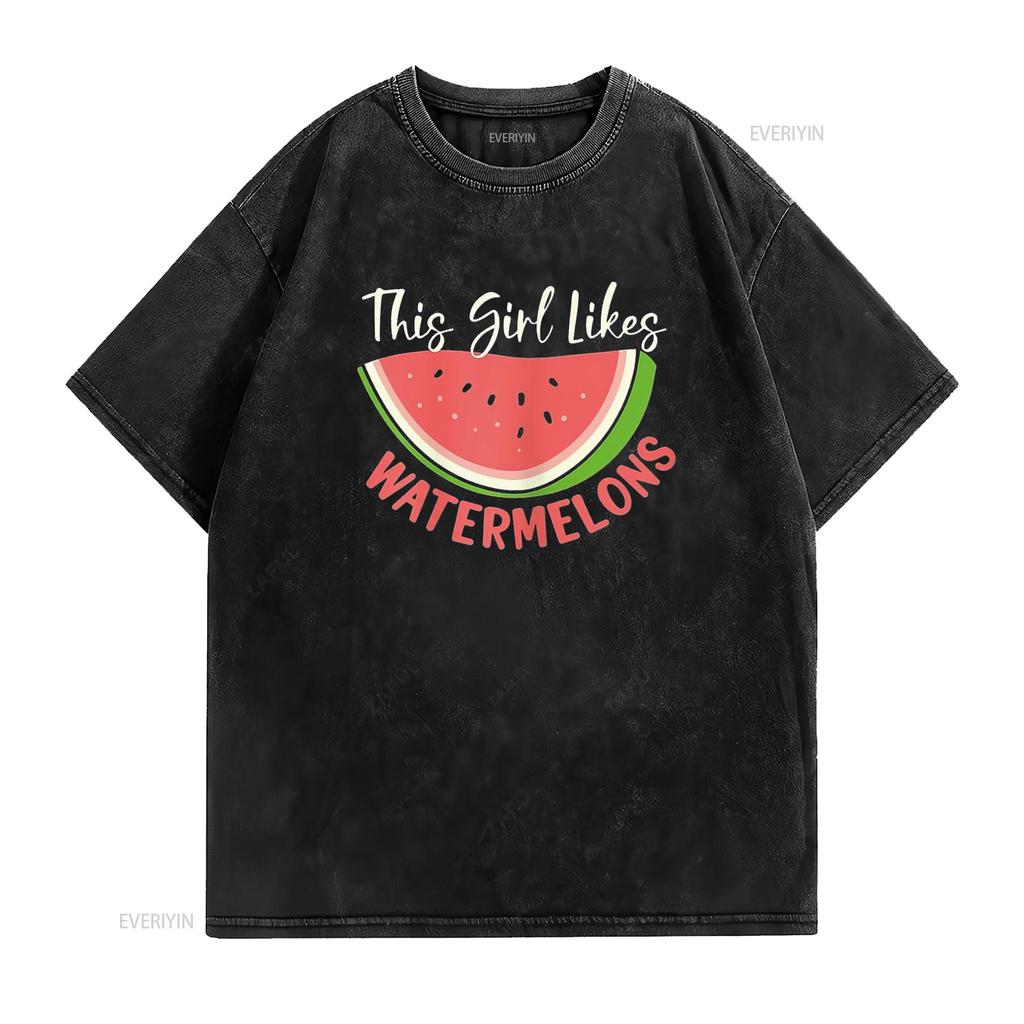 Womens Tropical Fruits Summer Waltermelon Melon T Shirt Black 2XL vintage Washed Soft designer clothes Breathable Versatile