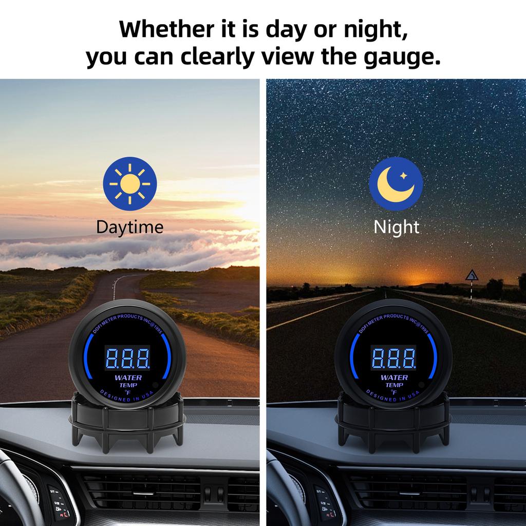 Indicator digital rotund pentru temperatura apei, 52 mm, cu senzor de temperatură 1/8NPT pentru mașină, camion, SUV, 12V