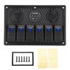 12V‑24V 6 Gang Rocker Switch Panel with Cigarette Lighter Socket 2 USB Voltmeter Display for Car Boat Truck RV