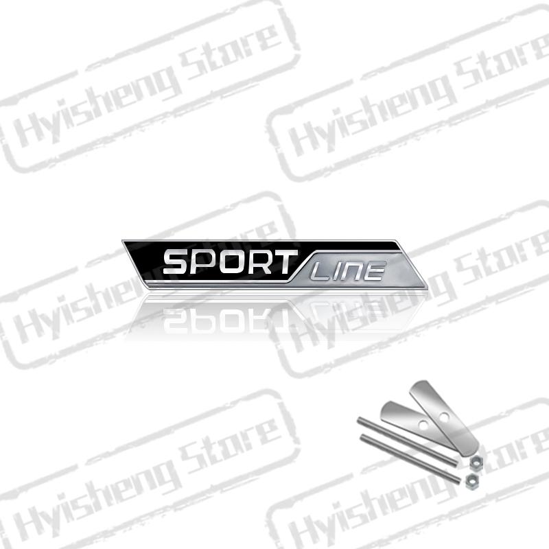 AAABV1 Metal Car Styling Sport Line Front Grille Sticker Badge Rear Trunk Body Emblem For Skoda VRS Octavia Rapid Kodiaq Karoq Superb