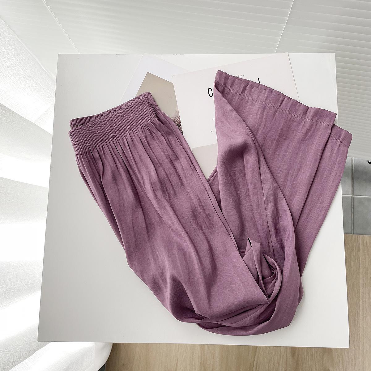 

Летние тонкие свободные брюки простого покроя из ледяного шелка, женские повседневные спортивные брюки с высокой талией и защитой от солнца L