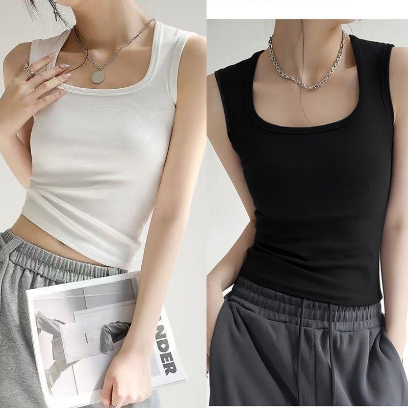 2026 Spring Women's Racerback Camisole Vest with Wide Shoulder Straps – Side Coverage and Solid Color