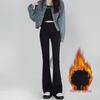Hong Kong Style Velvet Flare Jeans - Women's Winter 2025 Retro Slim Fit Bell Bottoms
