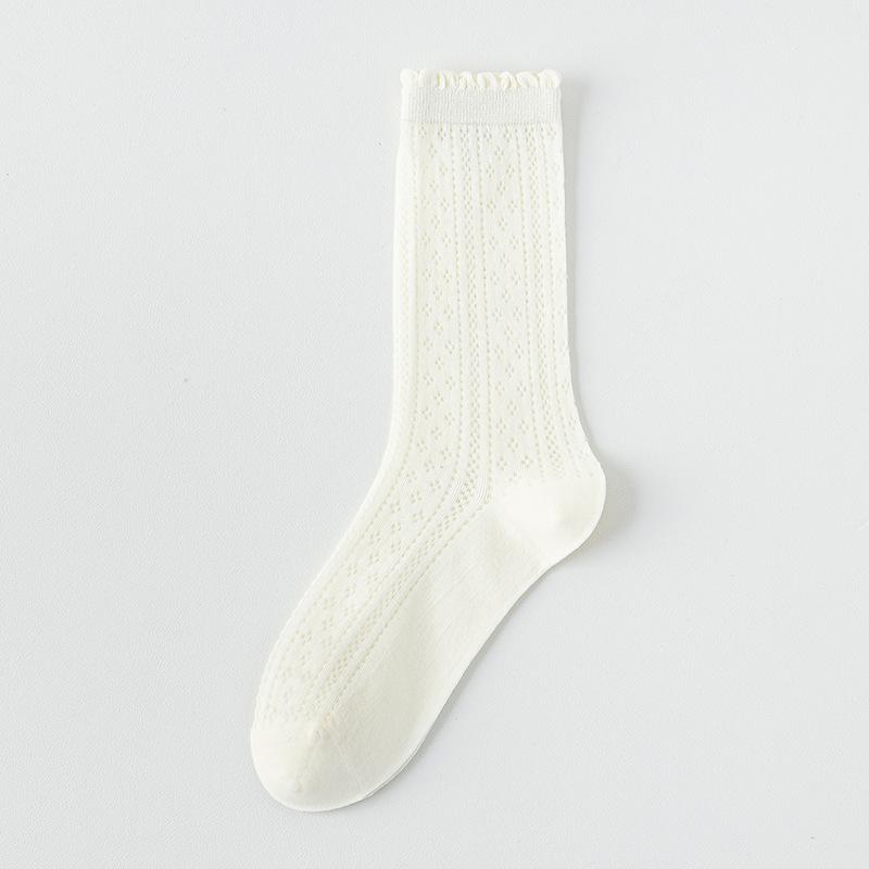 Female Summer Thin Breathable Mesh Boneless Loose Mouth In The Tube Stack Socks
