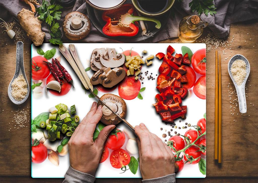 GLASS CUTTING BOARD 52x40 TOMATO