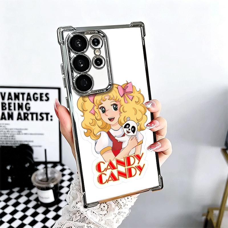 Anime Candy Candy Plating Phone Case For Samsung Galaxy S24 S25 FE S26 Edge S23 Ultra S22 S21 Plus S20 Anti-Fall Airabag Cover