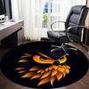 1PC Owl Head Office Round Area Rug, Mat Suitable For Office, Under Office Chairs Bedroom Living Room Home Decor, Room Deco