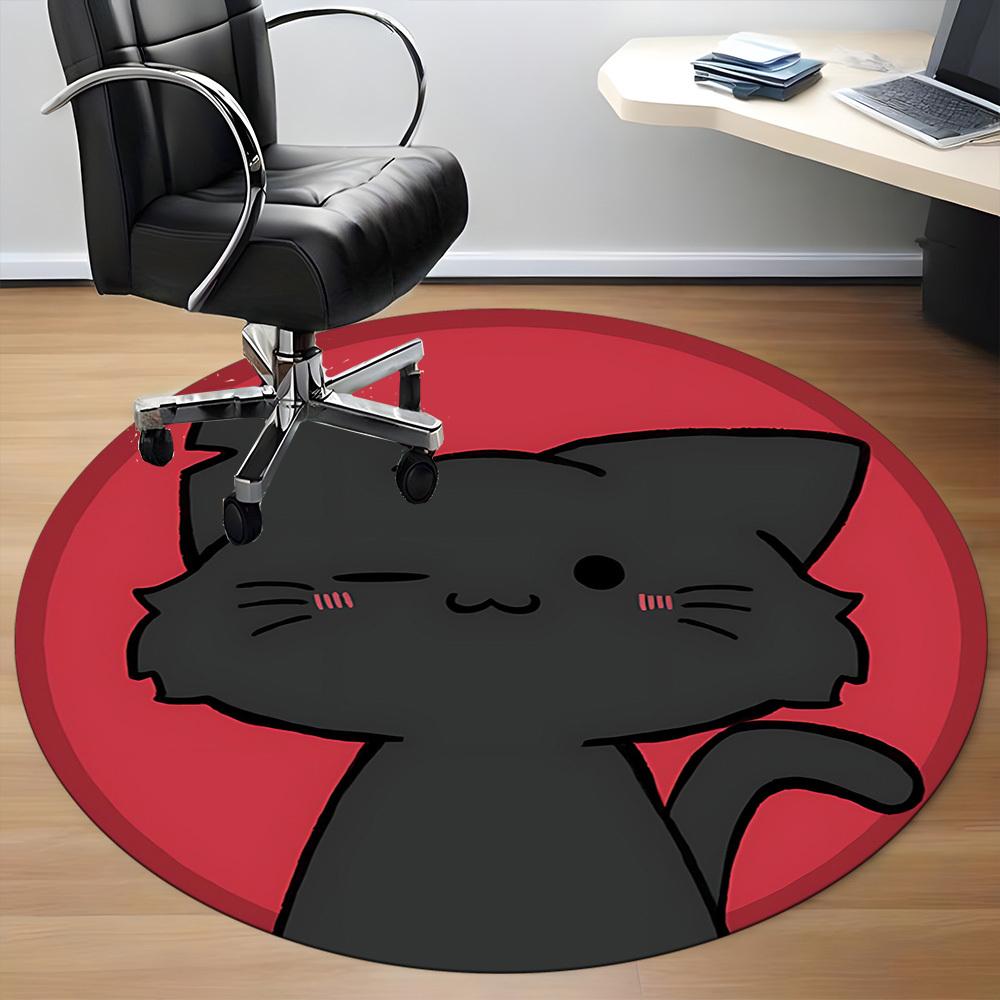 1pc Cat Pet Office Round Area Rug, Indoor Mat Suitable For Office, Under Office Chairs Bedroom Living Room Home Decor, Room Deco