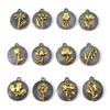 10pcs Vintage Birth Month Flower Charms Antique Gold Color Round Flower Pendants DIY Necklace Women Party Jewelry 20mm x 17.5mm