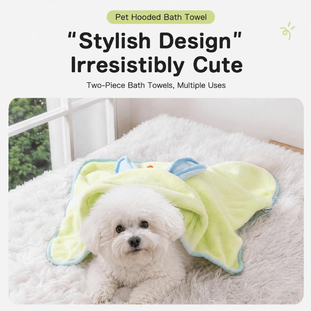 Coral Fleece Pet Hooded Towel Super Absorbent Absorbent Pet Towel New Dog Hooded Bathrobe Dog Cat