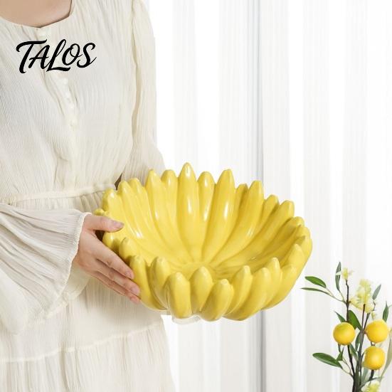 Köksbänksorganisatör Keramisk Bananfruktsskål, Handmålad Stabil Bas Dekorativt Snacks Unik Inflyttningspresent Bricka, Stor Kapacitet