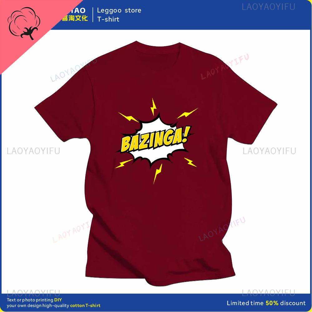 Big Bang Theory Bazinga Tshirt Mens Cotton Shortsleeved Sheldon Cooper Casual Everyday Streetwear