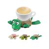 Porta-copos Turtle Coasters Screaming Turtle com olhos móveis, membros anti-queimaduras, suporte para copos resistente ao calor, tapete para copos de desenho animado de tartaruga resistente ao calor