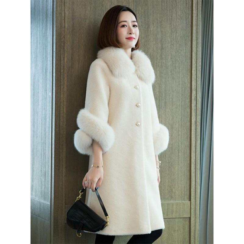 Winter new imitation sheep shearing fur coat long imitation fox fur coat large size women's clothing