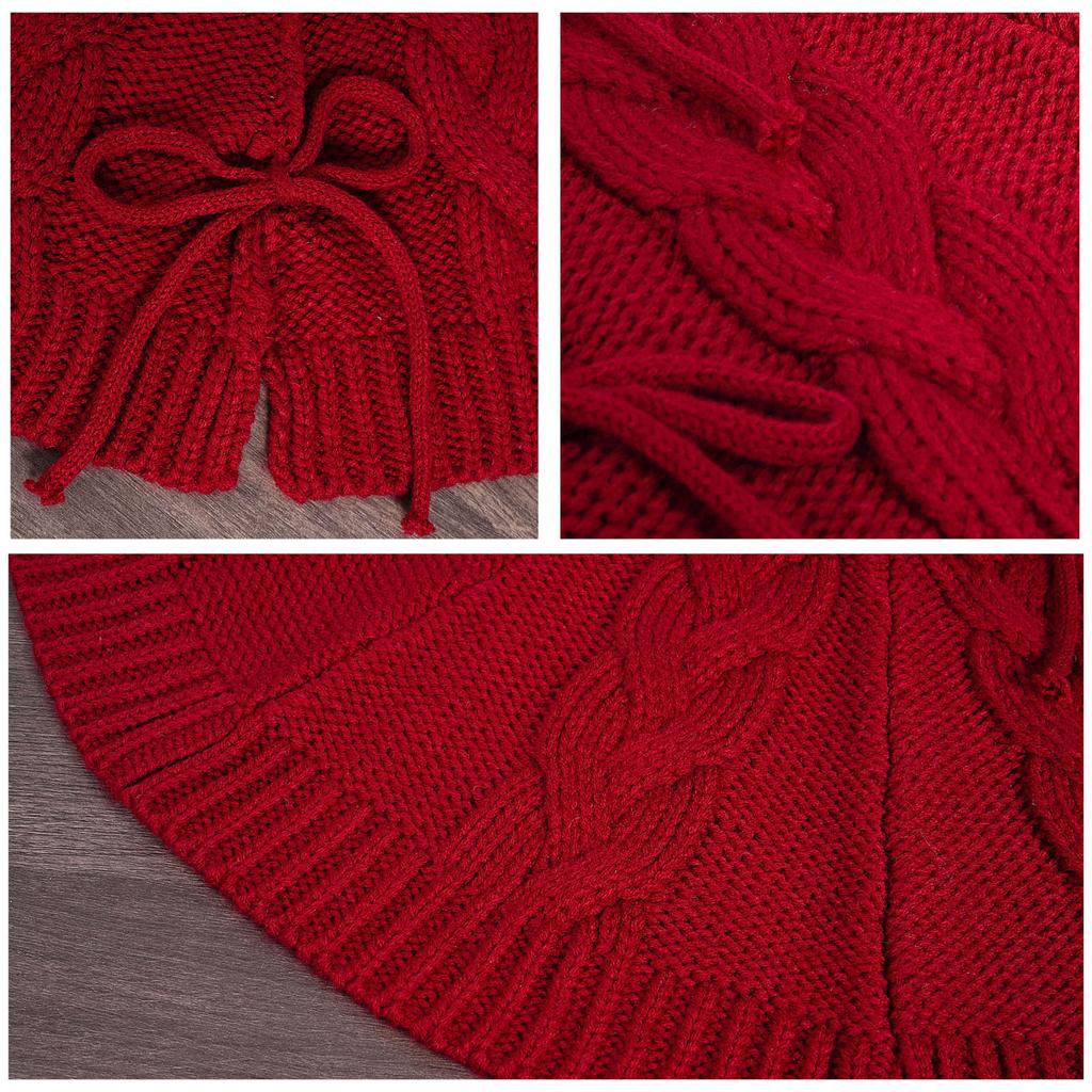 Round Christmas Tree Skirt Decorative Mat Elegant Knitted Festives Tree Base Cover Stylish Holidays Decoration for Home