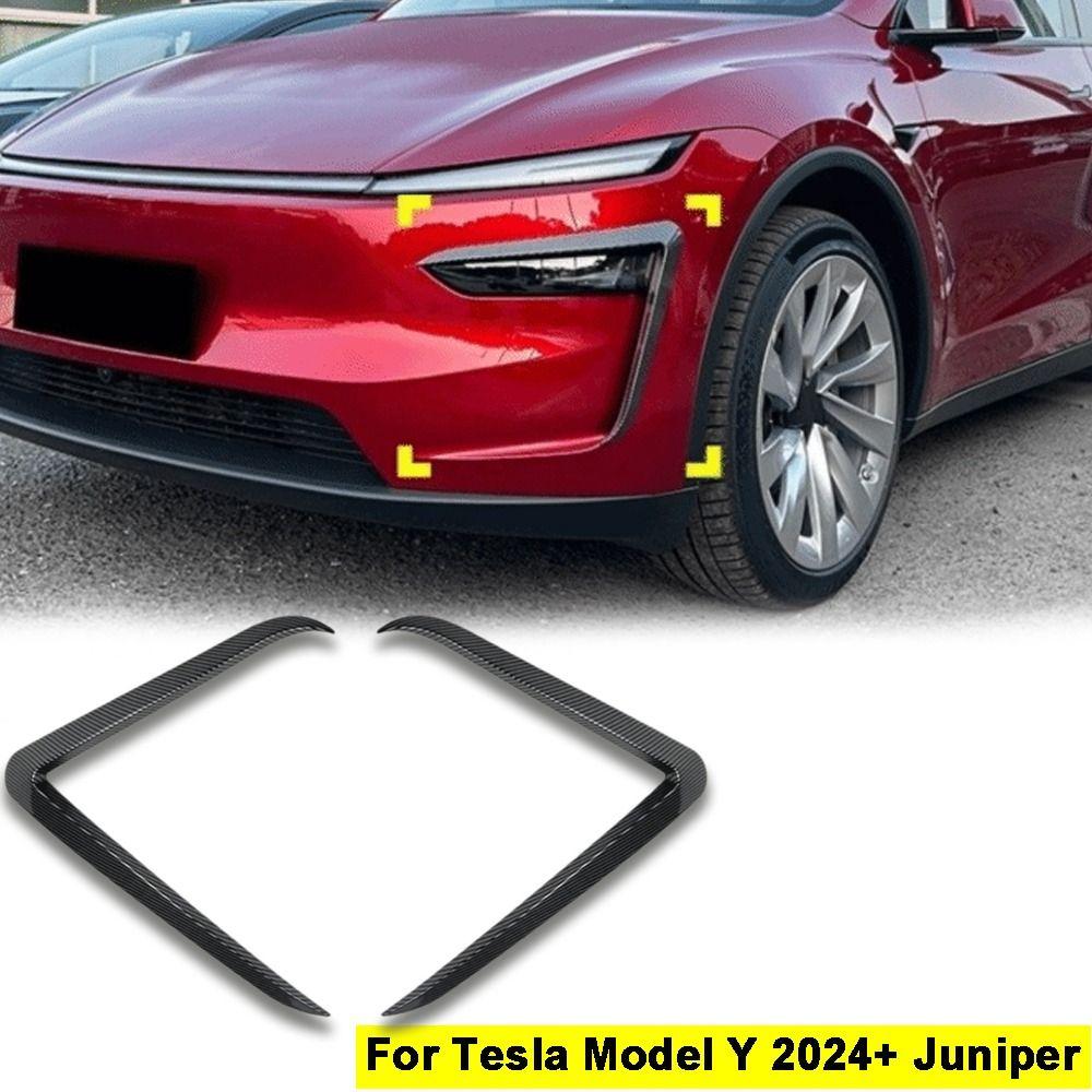 1Pair Carbon Look Fog Lamp Wind Fin Spoiler for Tesla Model Y 2024+ Juniper Body Enhancement