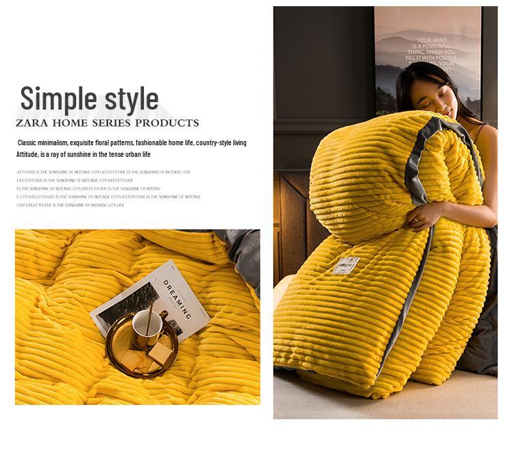 2025 Hřejivá Magická Fleece Mléčný Samet Zimní Ložní Sada - 4dílná Přikrývka a Povlak na Přikrývku