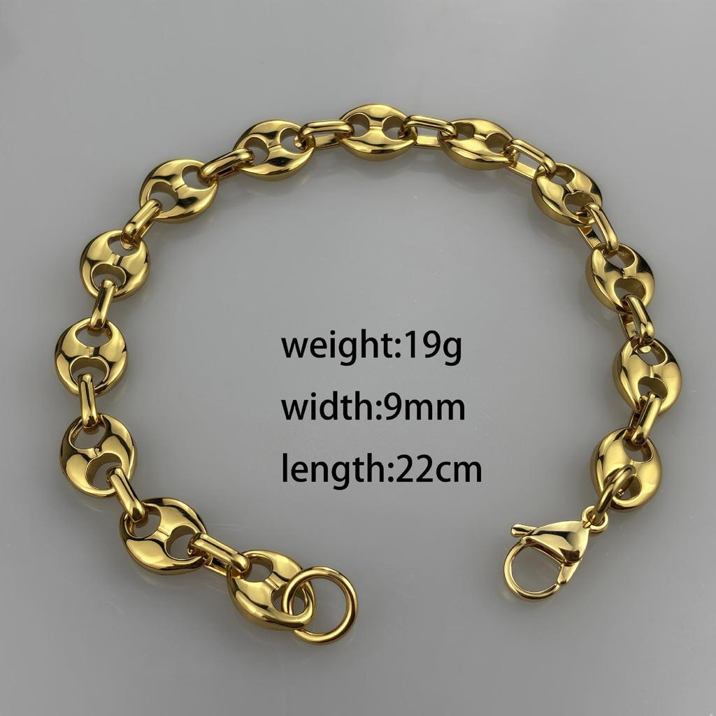 18k Vergoldetes Kaffeebohnen-Ketten-Halsketten- und Armband-Set