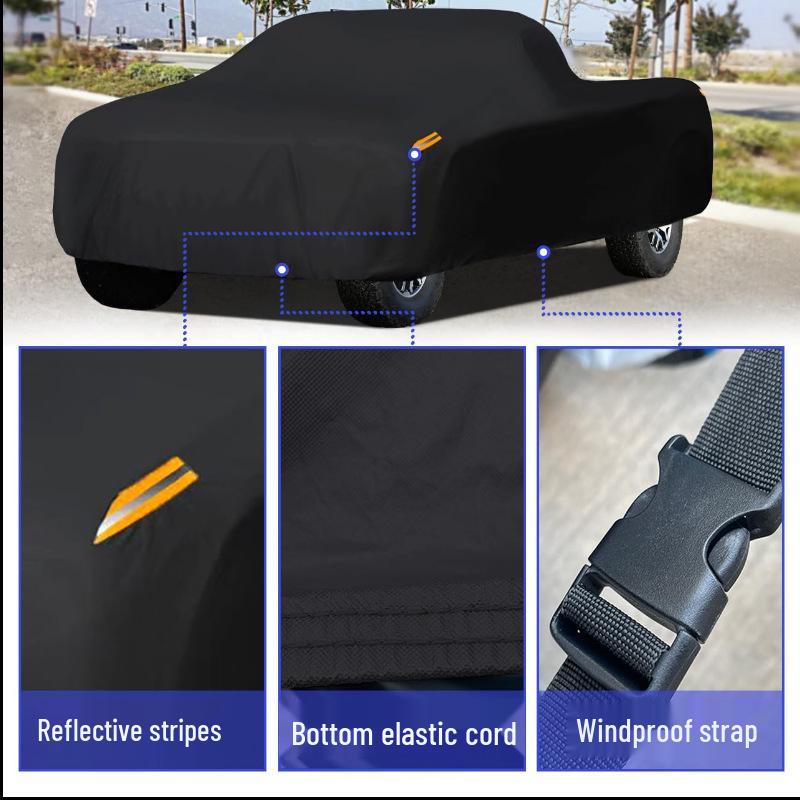 Aluminum Film Dustproof Snowproof Pickup Truck Cover with Sun and Wind Protection Large SUV-Black