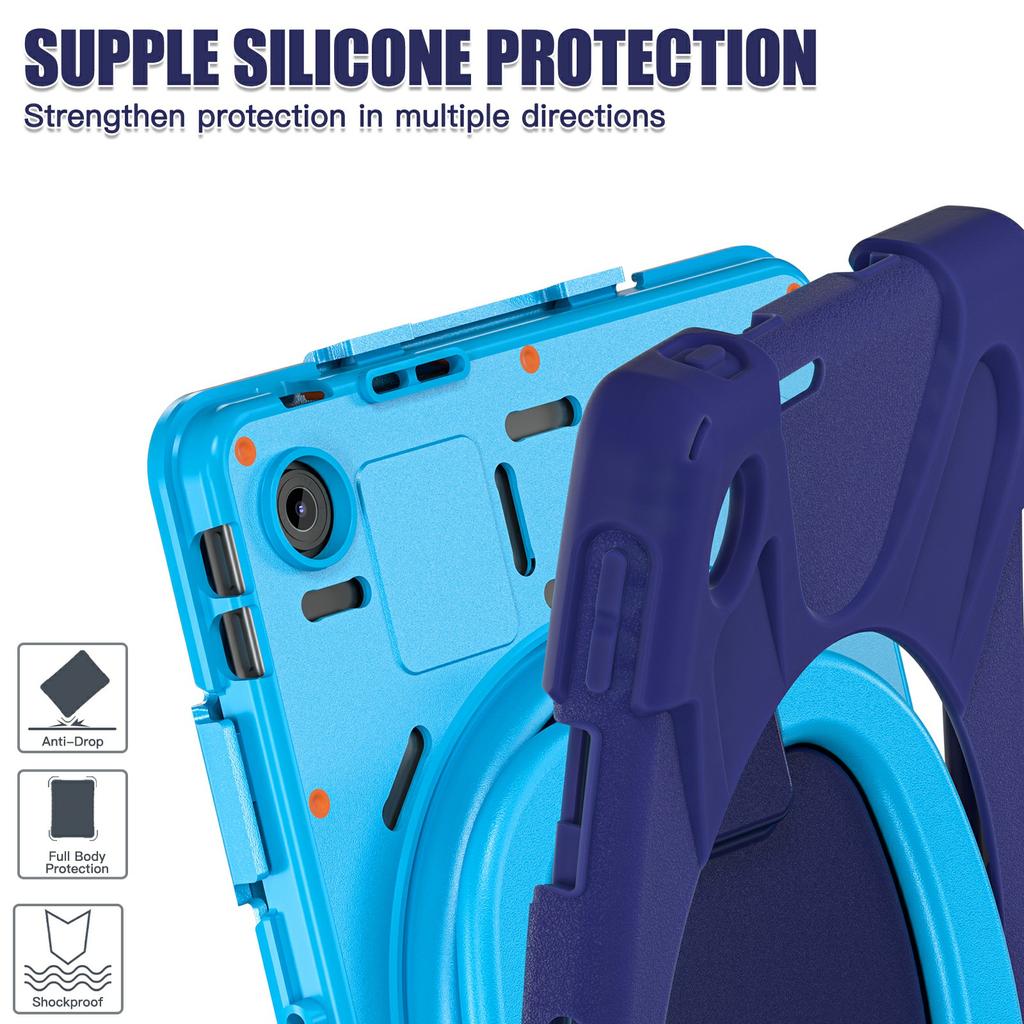 For Lenovo Tab 10.1 (2025) TB311XU/Zhaoyang K10C Case TPU + PC + Silicone Tablet Cover Swivel Kickstand Handle Grip