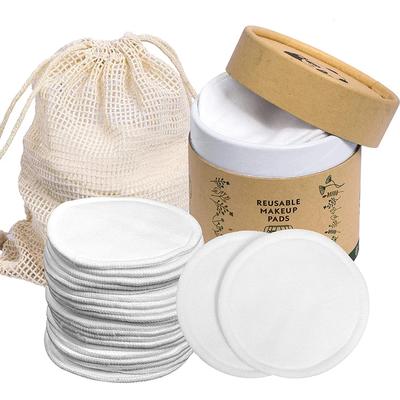 20 Stück Wiederverwendbare Make-up-Entferner-Pads Bambus Waschbare Baumwoll-Rounds mit Baumwoll-Wäschesack und Rund