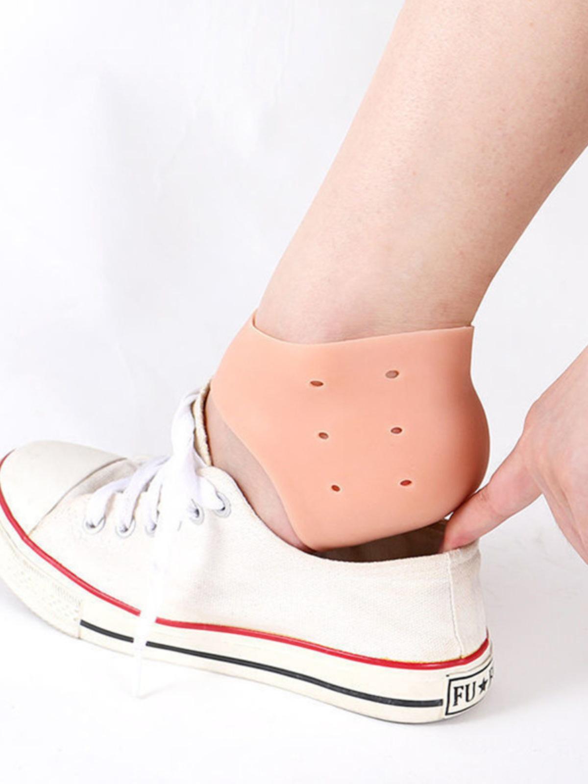 Silicone Heel Protector Socks – Moisturizing Anti-Crack Foot Covers White [1 pair] reusable