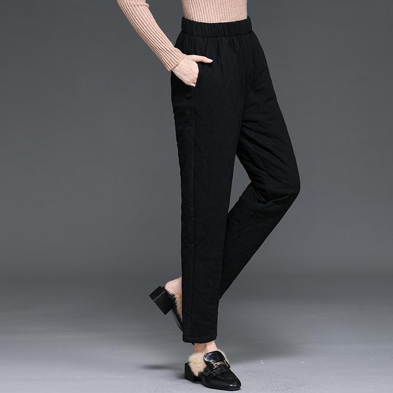 

Осень и Зима Новые Пуховые Хлопковые Брюки Защита Талии Модные Теплые Брюки Свободные Тонкие Большие Размеры Повседневные Брюки M чёрный