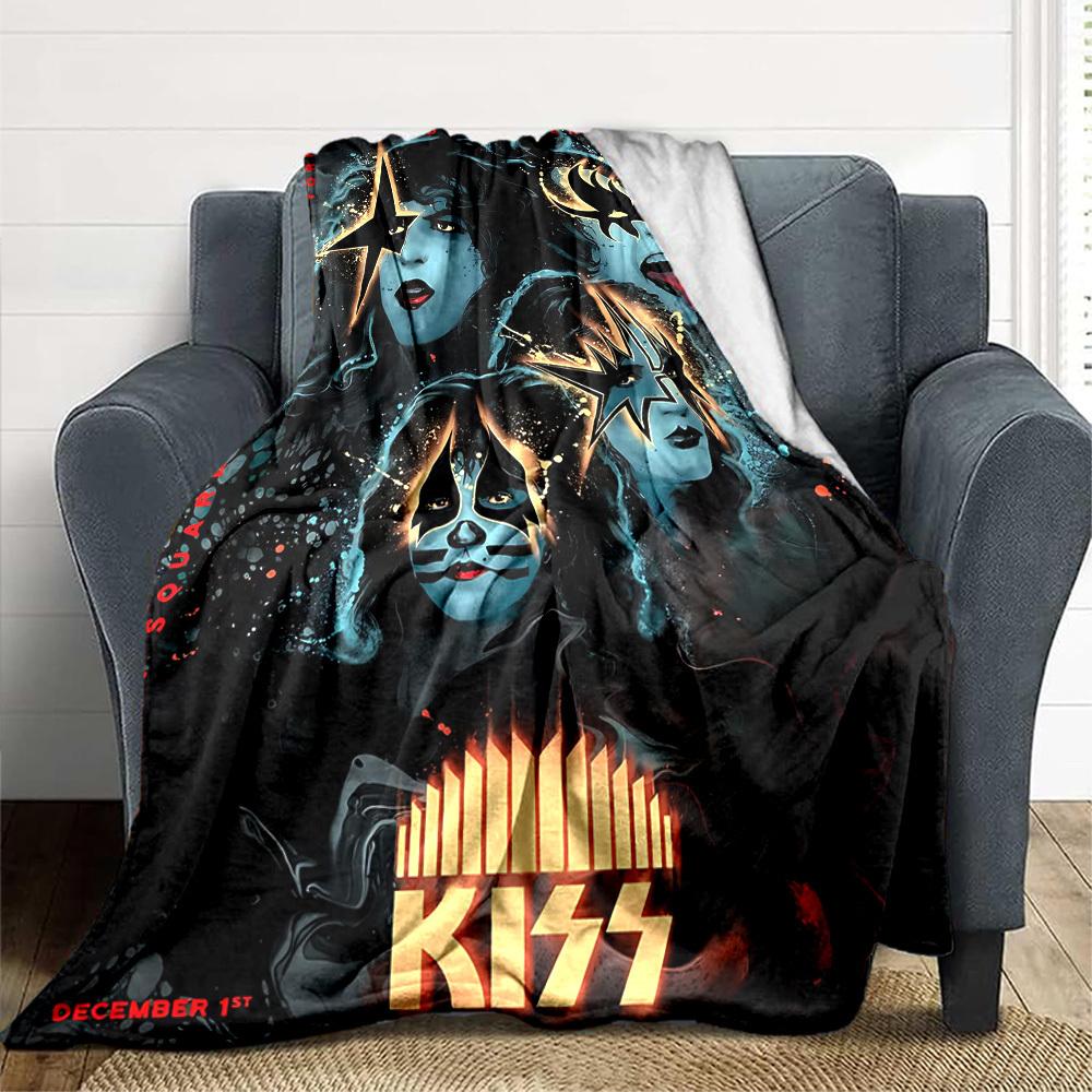 1pc KISS Band Blanket Soft All Season Throw with Vibrant Design, Perfect for Home, Travel, and Gifts, Ideal for Naps and Camping