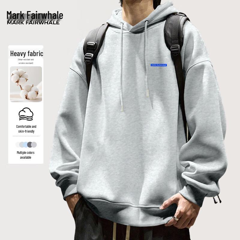 

Mark Fairwhale Men s Loose Fit Letter Print Hooded Sweatshirt L