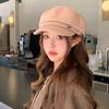 Lue Dame metalletikett Ensfarget Allsidig åttekantet lue Vinter Varm Newsboy Hat Tynn