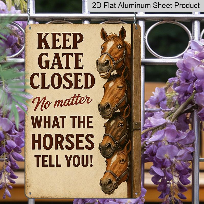 2D Flat, Farmhouse-style Home Aluminum Sign, Humorous Horse-themed Pattern, Equestrian Enthusiast's Quote Decoration, Suitable for Rural Style and