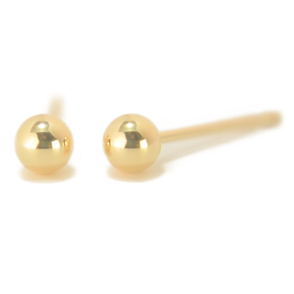 

K18 Yellow Gold Round Ball Earrings 3mm Ball Earrings 18K K18 1 Pair for Both Ears Made in Japan Nickel Free yokomountain Lock (Double Catch)