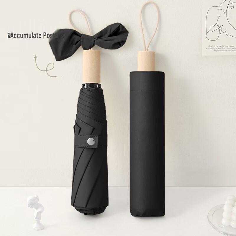 Tian Ai 8-Rib UV Folding Umbrella with Wooden Handle