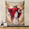 Jesus with Halo Red Robe Heavenly Background Patterned Tapestry for Bedroom and Living Room Home Decor Sofas