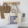 Shopping Literary Canvas Shoulder Bag Large Capacity Underarm Bag Letter Print Tote Bag  Travel