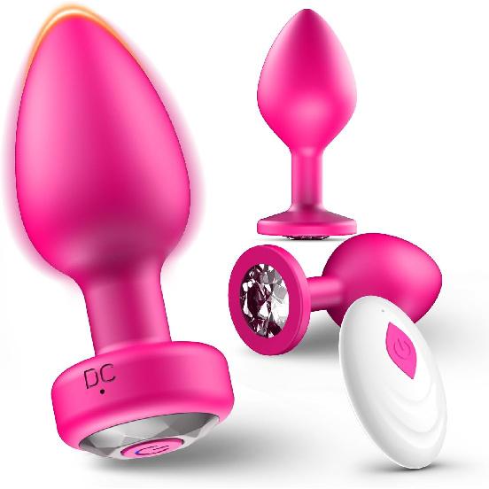 Anal Plug Sex Toys Vibrator–Silicone Butt Plugs Training Kit with Remote Control, 10 Vibration Modes, Prostate Massager for Adults