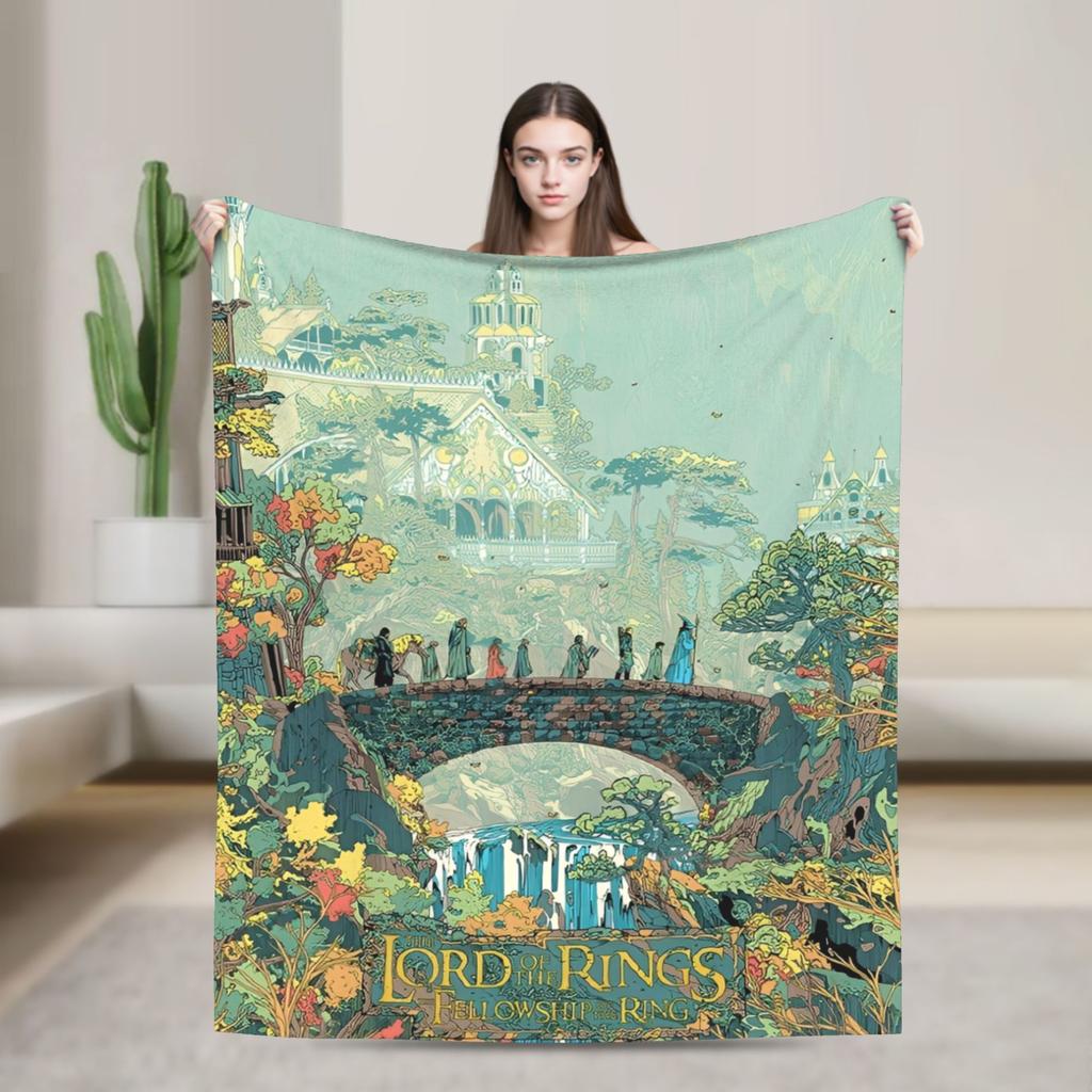 L-Lords Of The R-Rings  Blanket  Travel Office Flannel Throw Blanket For Bedroom Soft Warm Design Quality Bedspread