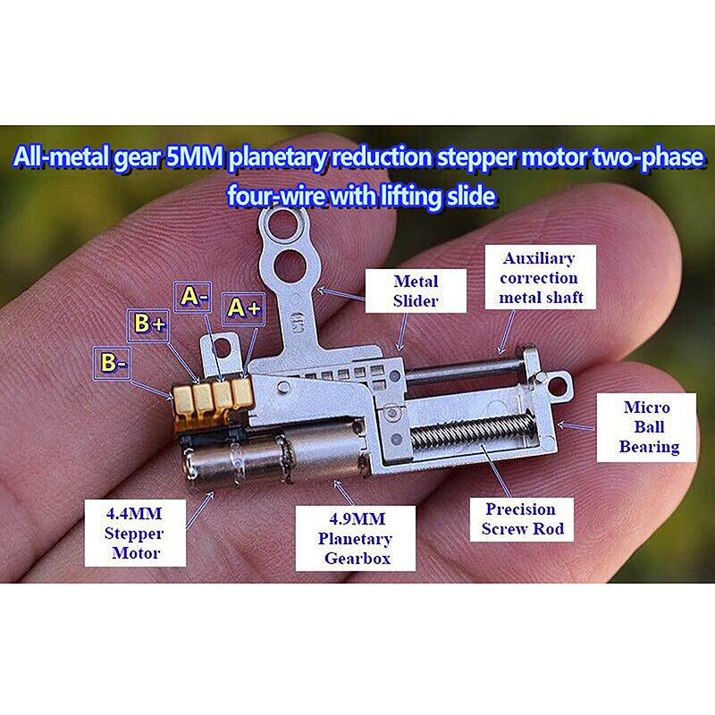 Mikro Miniaturní 5mm Přesná Planetová Převodovka Krokový Motor 2-fázový 4-vodičový Krokový Motor Lineární Šroub Kovový Jezdec Zdvih 5mm