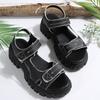 European and American Velcro Sandals 2025 Summer New Large Size Platform Sandals Foreign Trade Explosion Round Head Sandals Women