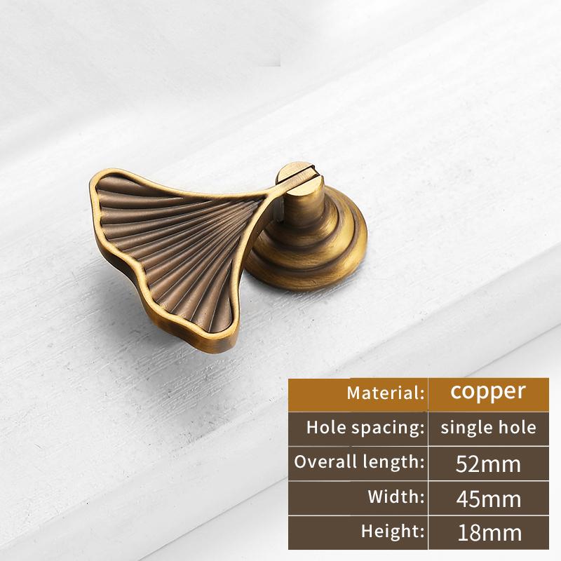 Single-Hole Leaf-shaped Brass Pulls Cupboard Wardrobe TV Cabinet Entryway Cabinet Nightstand Handle Furniture Hardware