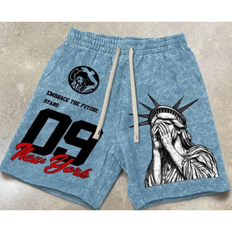 Street Hip Hop Free Muse Printed Shorts American Casual Loose Sports Pants Men's and Women's Same Trend