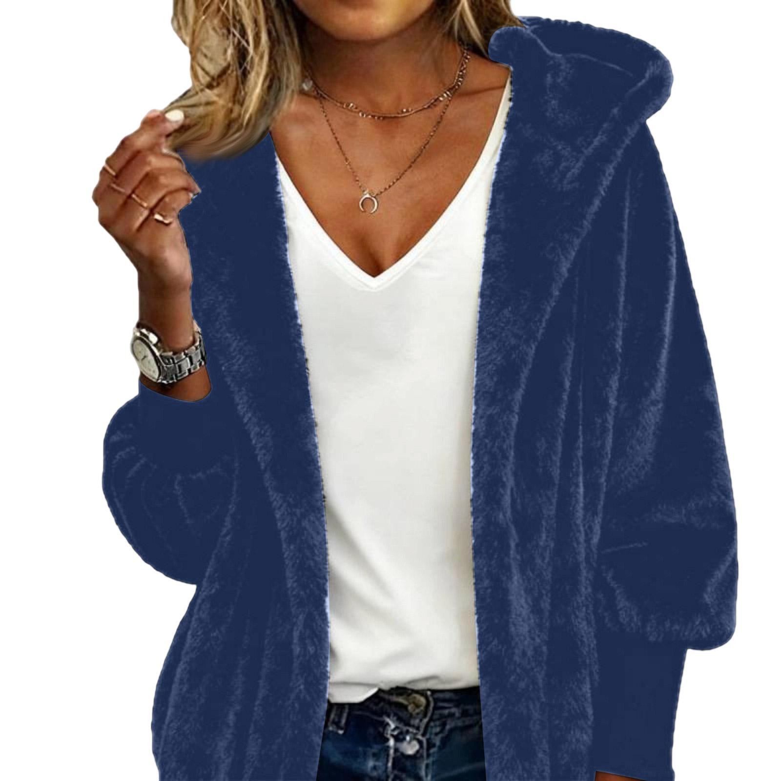 

Women s Fashionable Zippered Long-Sleeved Loose-Fit Jacket XL Темно-синій