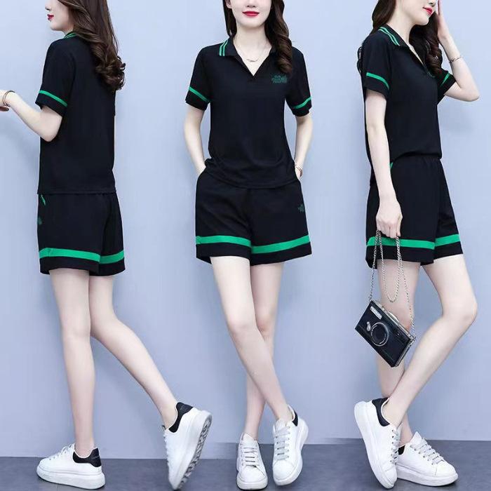 Shorts Sports Casual Suit Women's Summer Korean Style Trendy Women's Fashionable Two-piece Set Summer