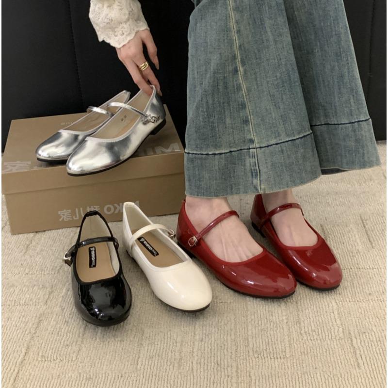 Fashion Spring New Round Toe Women Mary Jane Flats Shoes Shallow Ladies Casual Ballet Shoes Soft Sole Eelgant Leather Shoes