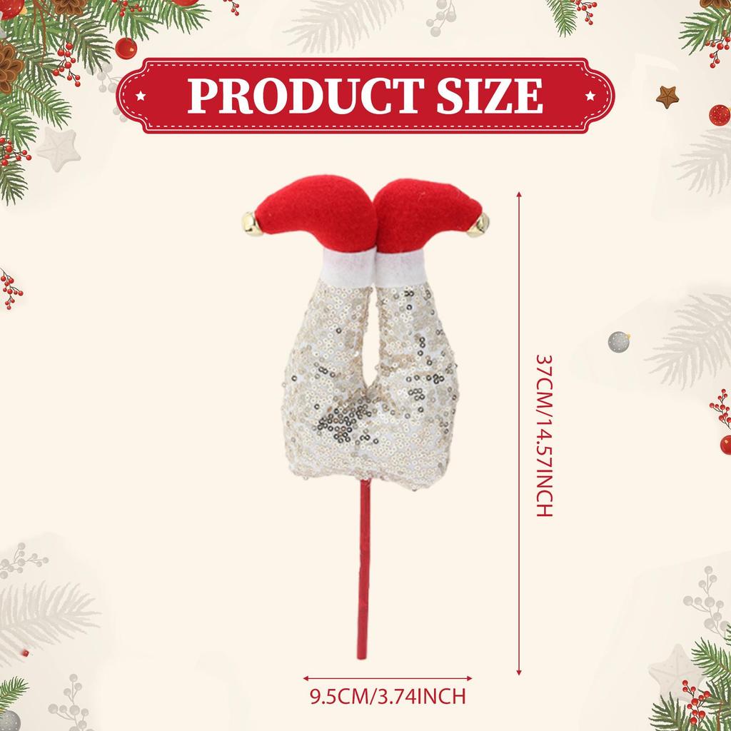 Elf Leg Pick Christmas Tree Decoration Home Party Plush Stuffed Tree Topper