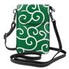 [JMI] Japanese Green Arabesque Pattern Genuine Leather Smartphone Pouch Shoulder Bag, Slim Mini Pouch for Women and Men, Popular WalletCrossbody Bag