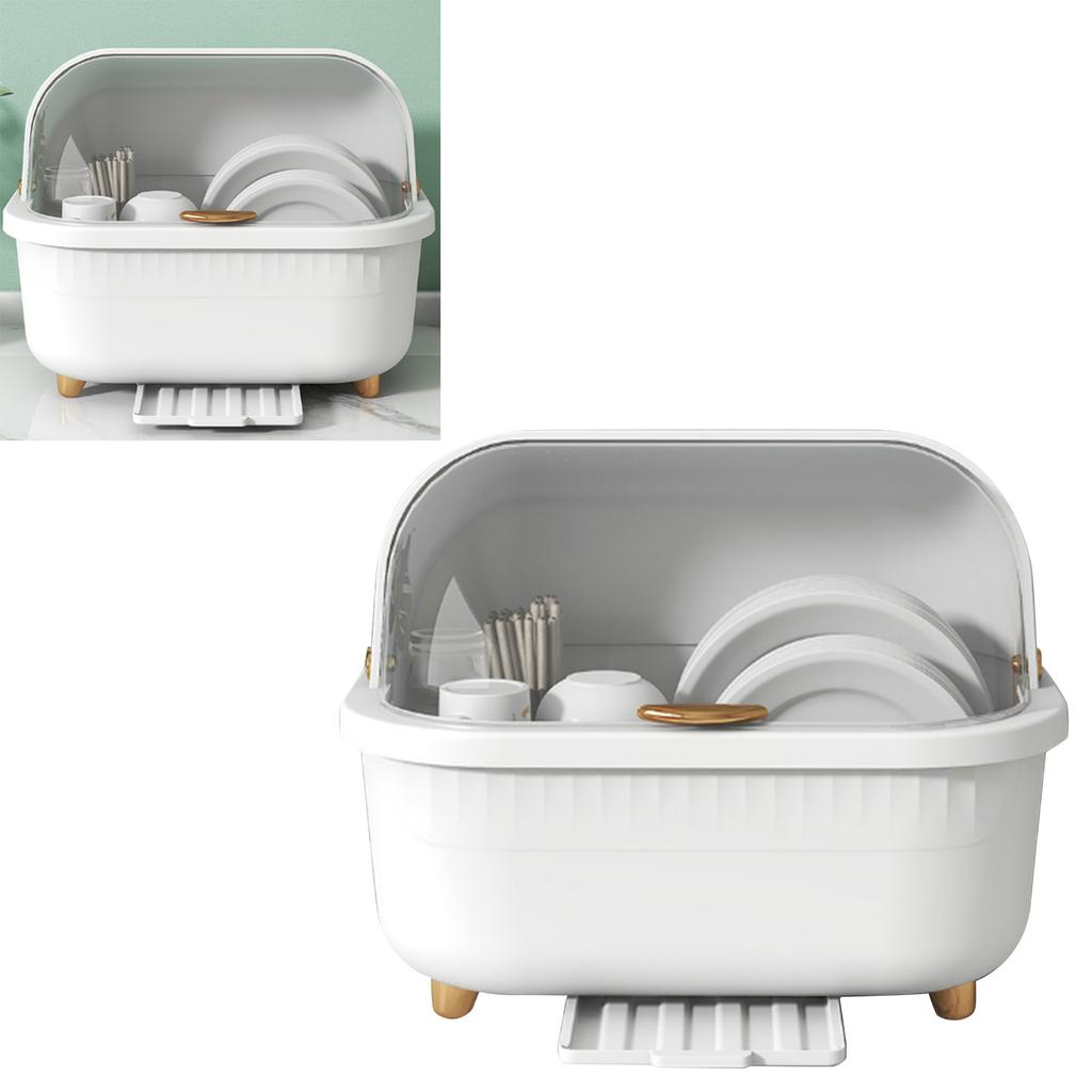 Dish Drying Box Multifunctional Space Saving Dish Drainer with Lid Cover for Kitchen Accessories