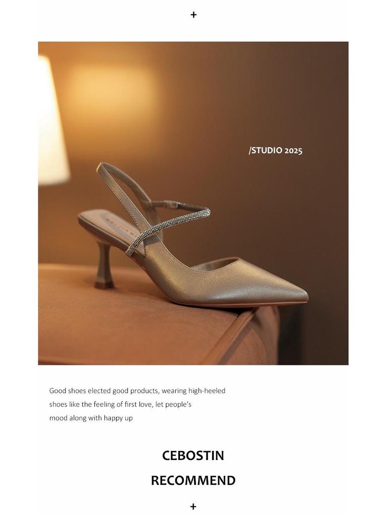 BEIJIANI A3289-46 Strasskette Einriemen Peep-Toe Stilettoabsätze